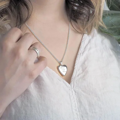 Miniatura 2 de PicturesOnGold Personalized Always in My Heart Silver Or Gold Heart Locket Pendant Necklace