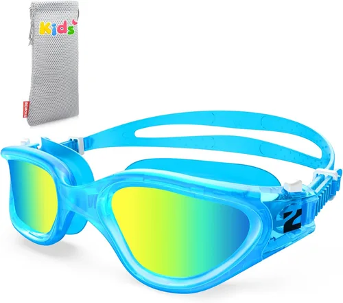 ZIONOR Gafas de natación para niños, G1 MINI con protección UV, polarizadas, antivaho, para edades de 6 a 14 años A4 (lente dorada espejada + marco