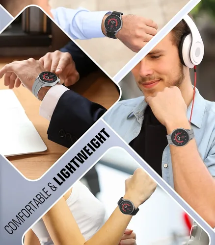Miniatura 8 de MoKo Correas compatibles con Samsung Galaxy Watch 7 FE 6 5 4 Band de 1.575 pulgadas, 1.732 pulgadas, Watch 6 Classic de 1.73 pulgadas y 1.772 Negro