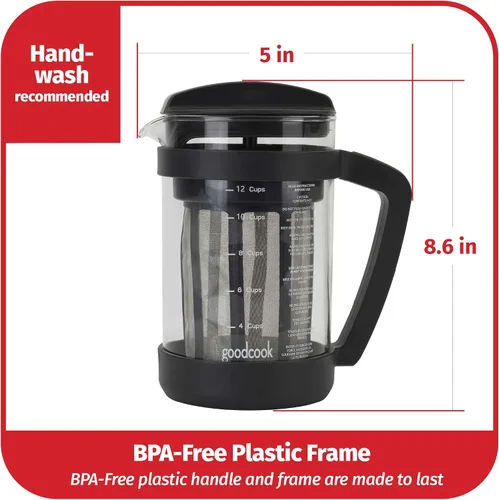 Miniatura 6 de GoodCook Koffe - Cafetera de vidrio de 1,5 L con marco de plástico sin BPA