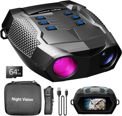 Gafas de visión nocturna, prismáticos de visión nocturna 4K para adultos, prismáticos infrarrojos recargables de 5000 mAh con pantalla grande de 3