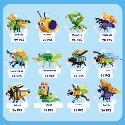 Miniatura 8 de BRICHBROW Recuerdos de fiesta para niños, paquete de 12 bloques de construcción de animales para bolsas de regalos, rellenos de calcetines, premios