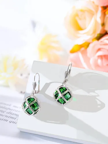 Miniatura 4 de Aretes colgantes de cristal austriaco de 0.551 in para mujer, joyería Glod de 14 quilates