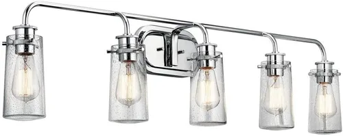 Kichler Braelyn - Lámpara de tocador (44 pulgadas, 5 luces, con cristal semillado transparente, cromado)