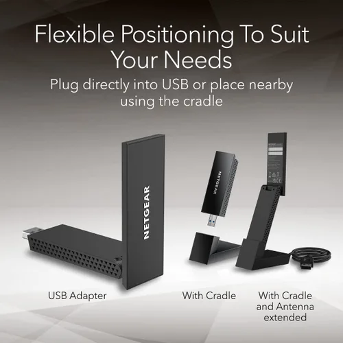 Miniatura 6 de NETGEAR Nighthawk Adaptador USB 3.0 WiFi 6E (A8000) - Velocidad inalámbrica Gigabit de triple banda AXE3000 (hasta 3Gbps) - Nueva banda de 6GHz