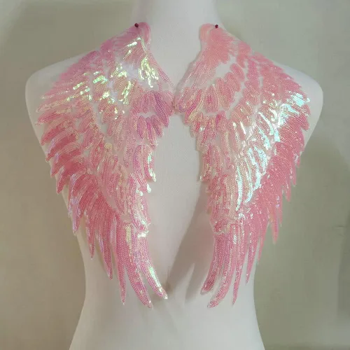 1 par de parches de lentejuelas de alas de ángel doradas y plateadas para ropa, parches bordados para planchar, apliques de accesorios de Navidad