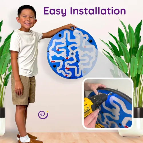 Miniatura 5 de Amazer - Tabla de actividades de pared para niños pequeños, actividad interactiva de pared para niños, juego colorido de rueda de laberinto