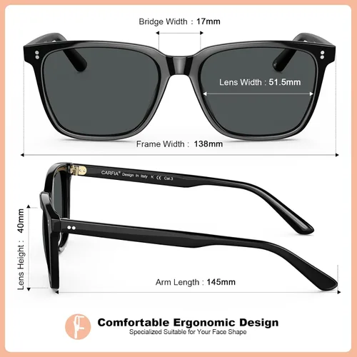 Miniatura 44 de Carfia Chic - Lentes de sol polarizados para mujer, protección UV400, marco de acetato pulido a mano
