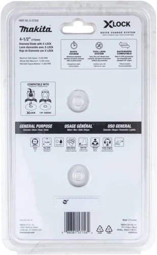 Miniatura 8 de Makita E-07200 X-Lock 4-1/2" Hoja de diamante segmentada para corte de mampostería, 2/pk