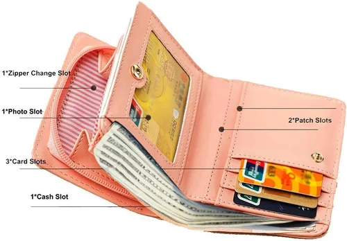 Miniatura 2 de Hjkiopc Cartera pequeña para niñas y mujeres diseño de gato monedero organizador de tarjetas Azul Cartera plegable