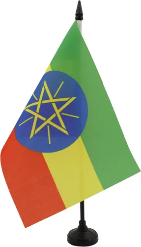 Miniatura 246 de AZ FLAG Sierra Leone Bandera de mesa 5'' x 8'' - Bandera de escritorio de Sierra Leona 21 x 14 cm - Bastón y base de plástico negro