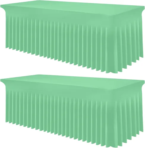 Miniatura 58 de Smiry Mantel de Spandex, Mantel Elástico Ajustable Extensible para Mesas Rectangulares de 6 Pies, Falda Cubierta de Mesa Impermeable y Lavable