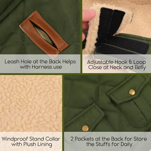 Miniatura 5 de ASENKU Abrigo cálido de invierno para perro, abrigo impermeable para el clima frío, chaqueta de vellón para perros con forro de felpa ultra grueso