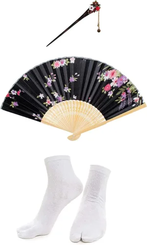 Miniatura 7 de Elibelle Juego de calcetines de seda plegables de seda para mujer, estilo kimono de anime japonés