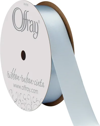 Miniatura 30 de Offray Cinta doble faz de satén, carrete de 7/8 pulgadas de ancho x 20 yardas, color blanco envejecido