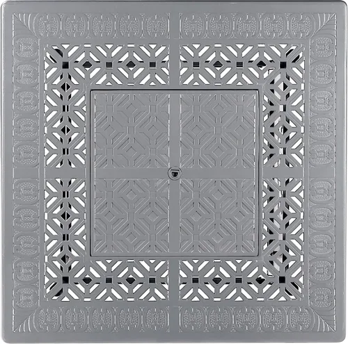 Miniatura 3 de Mesa cuadrada de aluminio para fogata de propano de 42 x 42 pulgadas con cuentas de vidrio, dos tapas, tapa, 57,000 BTU en acabado blanco Gris