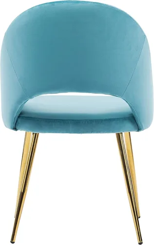 Miniatura 5 de Porthos Home Batia - Juego de 2 sillas de comedor sin brazos con elegante tapicería de terciopelo, patas cónicas de metal dorado y respaldo