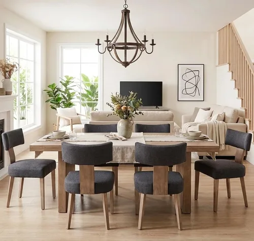 Miniatura 31 de Shunzhi Juego de 2 sillas de comedor modernas de mediados de siglo, sillas tapizadas de madera para comedor, sillas de cocina estilo granja, sillas