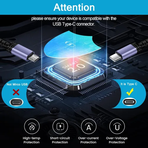 Miniatura 3 de Cable de carga rápida Samsung de 10 pies para Google Pixel 10/10 Pro/10 Pro XL/9a/9 Pro XL Fold/7a/6a/8Pro/8/8a/5/4, Samsung Galaxy S25, cable USB