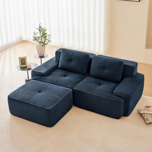 Miniatura 24 de Sofás modulares modulares sin hueso de 82 pulgadas para sala de estar, juego de sofá comprimido de 2 plazas, no requiere montaje, tela de pana, Verde