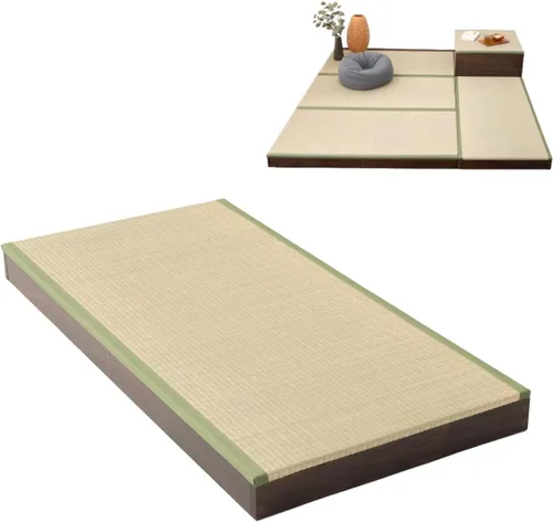 Miniatura 17 de EMOOR Cofre de almacenamiento de tatami de 23.6 pulgadas, caja de almacenamiento de 24 x 24 x 3.5 pulgadas (roble), banco de zapatos zen