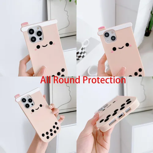 Miniatura 5 de Funda de silicona suave con diseño de té Boba 3D para iPhone X/iPhone Xs de 5.8 pulgadas, diseño de dibujos animados de personajes kawaii, cara