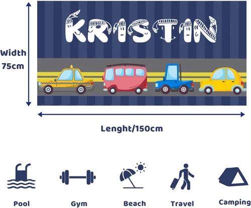 Miniatura 6 de Q&K Toallas de playa personalizadas para niños, toalla de playa grande con nombre, toallas de playa de microfibra para adultos, manta de toalla