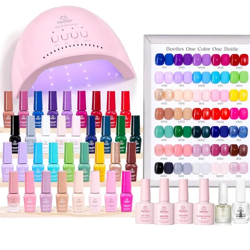 Miniatura 12 de Kit de Esmalte de Uñas en Gel Beetles con Luz UV - Juego de 31 Esmaltes de Uñas en Gel de Color Popular con Base y Capa Superior Mate y Brillante