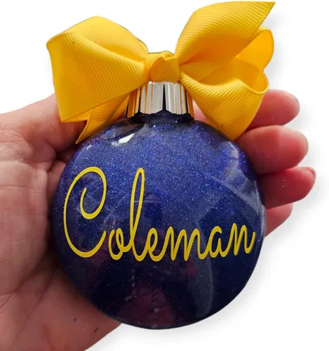 Miniatura 11 de Adorno de Navidad personalizado relleno de purpurina hecho a medida, regalo ideal para fiesta de intercambio de regalos de oficina (Aqua)