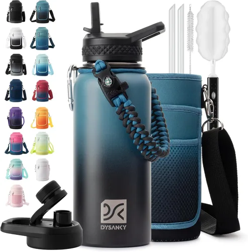 Miniatura 16 de DYSANKY Botella de agua aislada de 32 onzas, metal al vacío de acero inoxidable grueso, jarra de agua deportiva portátil para gimnasio y senderismo