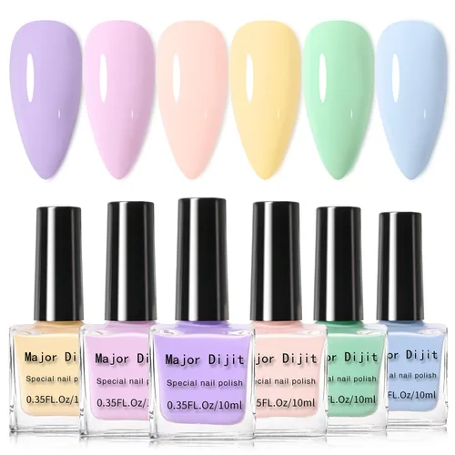 DouborQ Juego de esmaltes de uñas de 6 colores, paquete de esmalte de uñas brillante para uñas, regalos para mujeres, barniz de arte de uñas de
