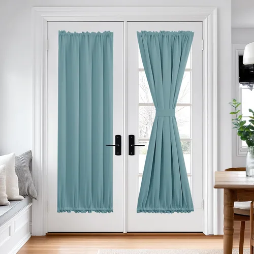 Miniatura 116 de Cortina térmica para puerta con bolsillo para barra, opacas, tratamiento de ventanas con ojales y ojales Deconovo 1 panel