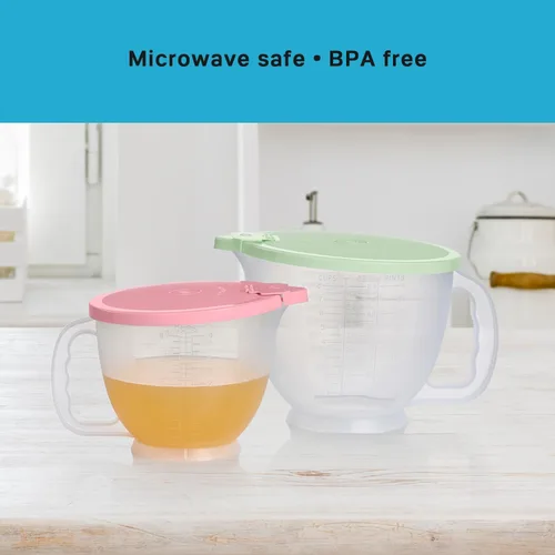 Miniatura 5 de Set de jarras Tupperware Classic Mix-N-Store en verde menta y rosa caramelo, apto para lavavajillas y sin BPA (2 tazones, 2 tapas)