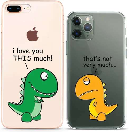 Miniatura 3 de Fundas a juego para parejas compatibles con Google Pixel 7 6a Pro 5 XL 5a 4a 5G 2 XL 3 XL 3a XL 4 regalo transparente lindo dinosaurio divertido