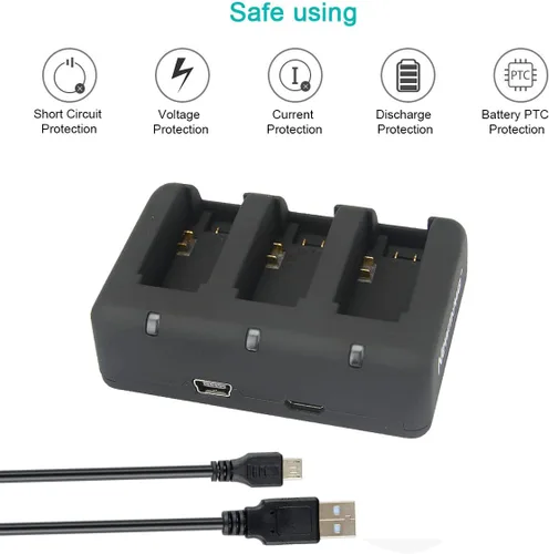 Miniatura 6 de Newmowa Batería de repuesto AHDBT-302 de 1300 mAh (paquete de 2) y cargador rápido de 3 canales para GoPro Hero 3, GoPro Hero 3+, AHDBT-301