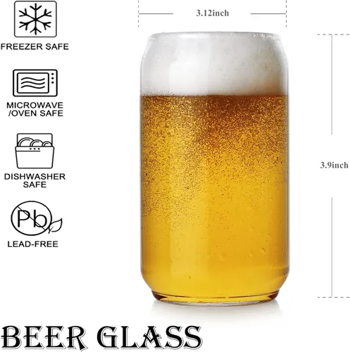 Miniatura 8 de BaveL Vasos de cerveza grandes, vasos de cerveza con forma de lata de 20 onzas, juego de 2, vasos de cerveza de forma elegante es el regalo ideal
