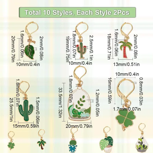 Miniatura 2 de SUNNYCLUE 1 caja, 20 marcadores de puntada, bonitos dijes de cierre de langosta para plantas verdes, cactus y ganchillo, marcadores de punto de 20