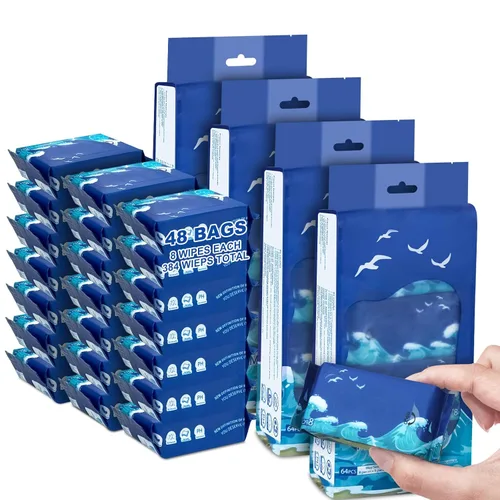 Miniatura 8 de 64 mini toallitas pequeñas de tamaño húmedo para viajes, toallitas de mano tamaño de viaje para adultos, niños y bebés, sin perfume, sin alcohol