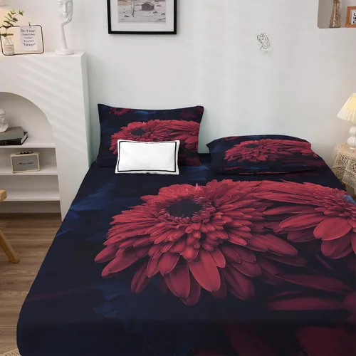 Miniatura 2 de Juego de sábanas de 3 piezas con estampado de flor de cerezo, tamaño individual, sábanas y fundas de almohada estampadas de Sakura, sábana bajera