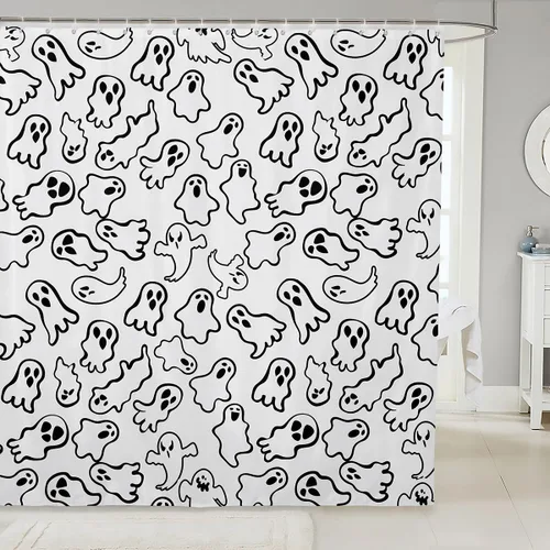 Miniatura 15 de Manfei Cortinas de ducha para niños con diseño de perros de dibujos animados, bonitas cortinas de baño para niñas y niños pequeños, cortinas