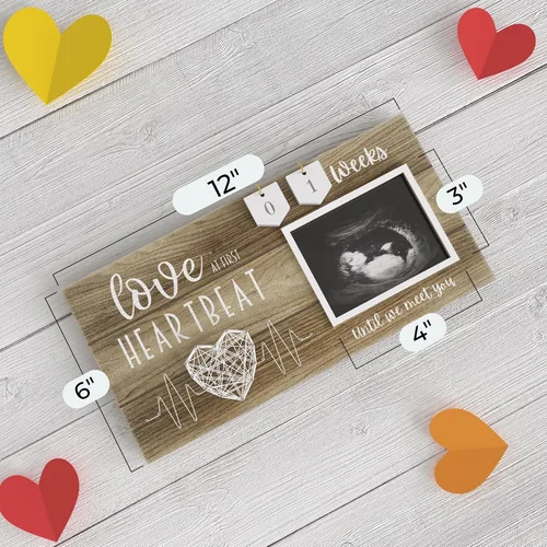 Miniatura 7 de Marco de fotos de ecografía de bebé con cuenta regresiva de semanas – Foto de ultrasonido estándar de 4"x3" – Ideas de anuncios de embarazo – Regalo