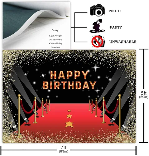 Miniatura 2 de Avezano Telón de fondo de alfombra roja para fiesta temática de noche de película, sesión de fotos, fondo de fotografía, alfombra roja con purpurina