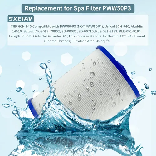 Miniatura 6 de Filtros de spa de repuesto para Unicel 6CH-940, PWW50P3 Filtro de spa para tina de hidromasaje PWW50P3, para Filbur FC-0359, para vías fluviales