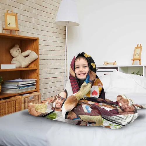 Miniatura 3 de Manta personalizada para el Día del Padre, regalos para papá, mantas personalizadas con fotos, mantas personalizadas de collage de fotos, manta suave