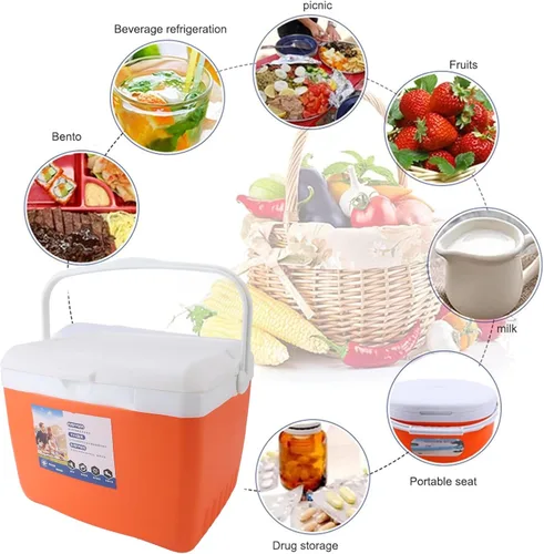 Miniatura 2 de Enfriador portátil aislado con asa, caja de hielo portátil, enfriador de campamento, bolsa térmica portátil para campamento, portón trasero, playa