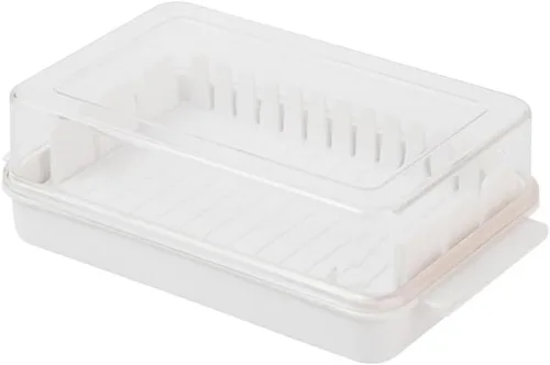 UPKOCH Caja de mantequilla con tapa y cortador de acero inoxidable de 6.49 x 3.74 x 1.96 pulgadas, contenedor de almacenamiento de mantequilla