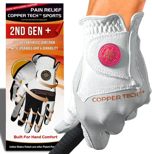 Miniatura 15 de Copper Tech Plus Ladies Golf Gloves Women (2nd Gen) Copper Compression Joint Support with Flexible & Comfortable Fit Tacky Silicone Pad