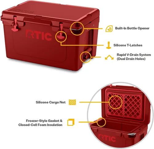 Miniatura 4 de RTIC Caja de hielo portátil con aislamiento duro para playa, bebidas, bebidas, campamento, picnic, pesca, barco, barbacoa