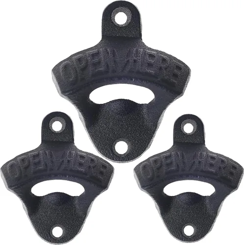 Miniatura 9 de Abridor de botellas de cerveza de hierro fundido de estilo antiguo Abridor de tapa de botella montado en la pared Oro envejecido (3 PCS)