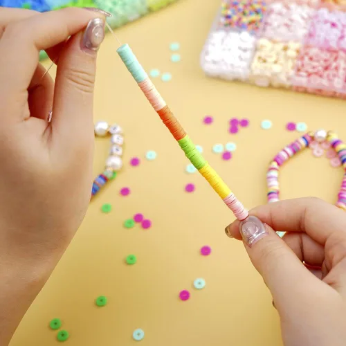 Miniatura 6 de 2000 unidades - 6800 cuentas de arcilla para hacer pulseras, cuentas espaciadoras de 0.236 pulgadas para hacer joyas, aretes, pulseras, collares, 24